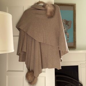 Fur Trim Poncho- NWOT